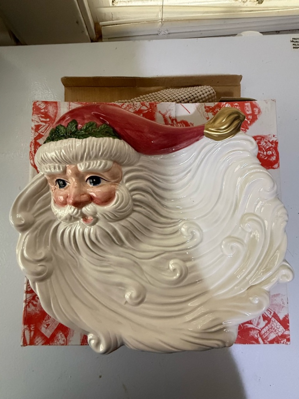 Fitz & Floyd 1994 Hand-painted Canape Plate Renaissance Santa